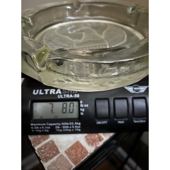 Vintage Indiana Glass Frosted American Eagle Ashtray cigar 10" very heavy 7 star - Picture 16 of 16